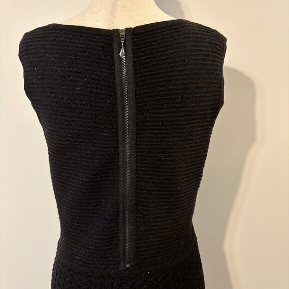 Nine West V Neck Black Fit & Flare Black Dress Medium Knit Cocktail dress - Picture 11 of 13